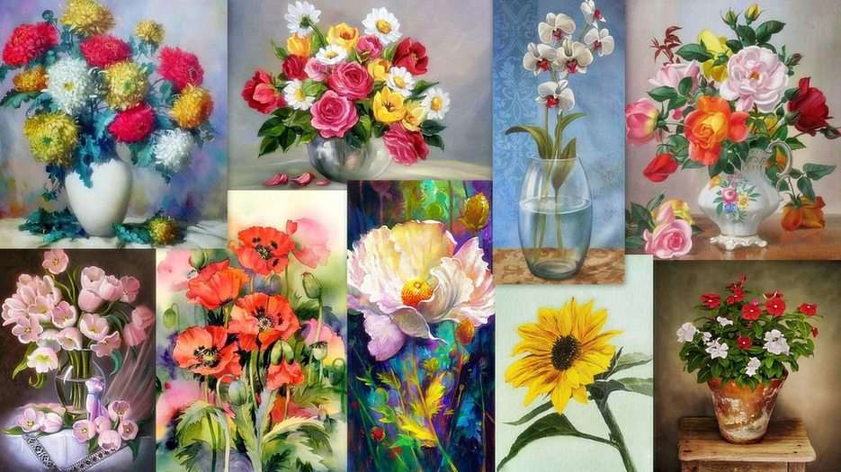Цветя - рисуване онлайн пъзел