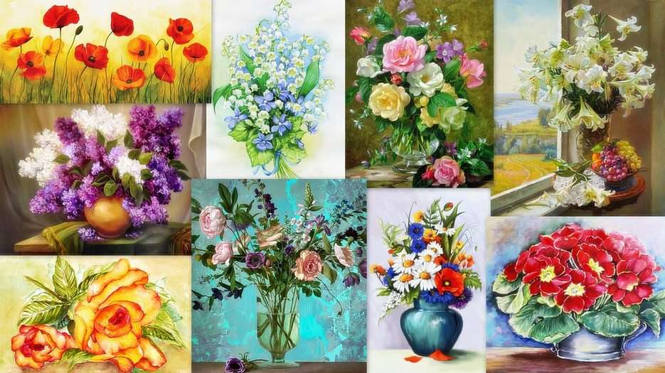 Fleurs - peinture puzzle en ligne