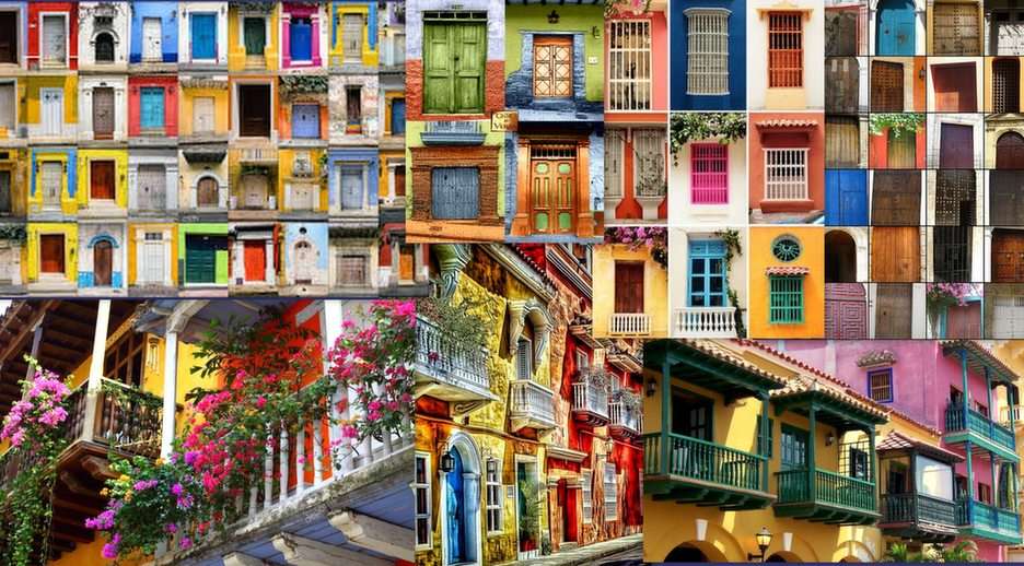Colorful windows and doors puzzle from photo