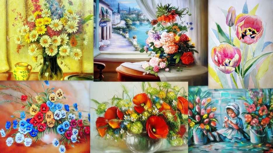 Květiny - malba puzzle online z fotografie