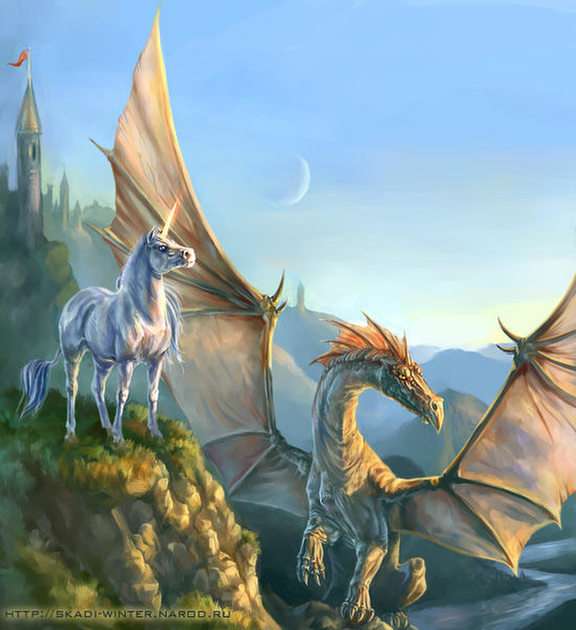 Dragones y unicornios puzzle online a partir de foto