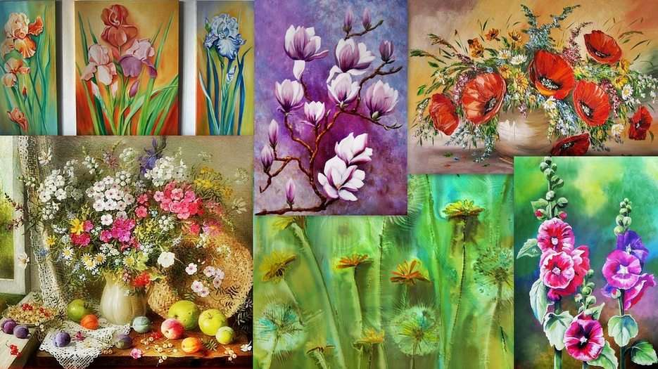 Цветя - живопис онлайн пъзел от снимка