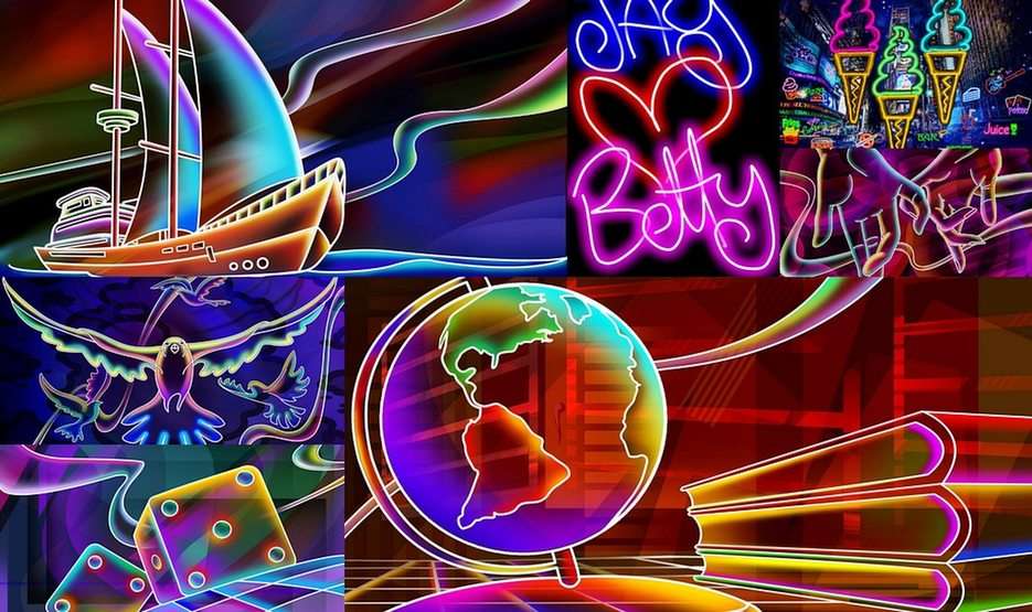 Neon signs puzzle online from photo