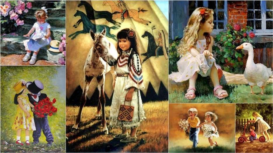 Children - painting puzzle online from photo