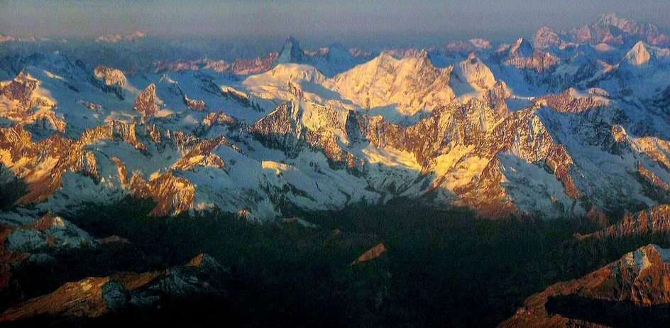 reggel az Alpok felett, a Matterhornra nyíló kilátással puzzle online fotóról