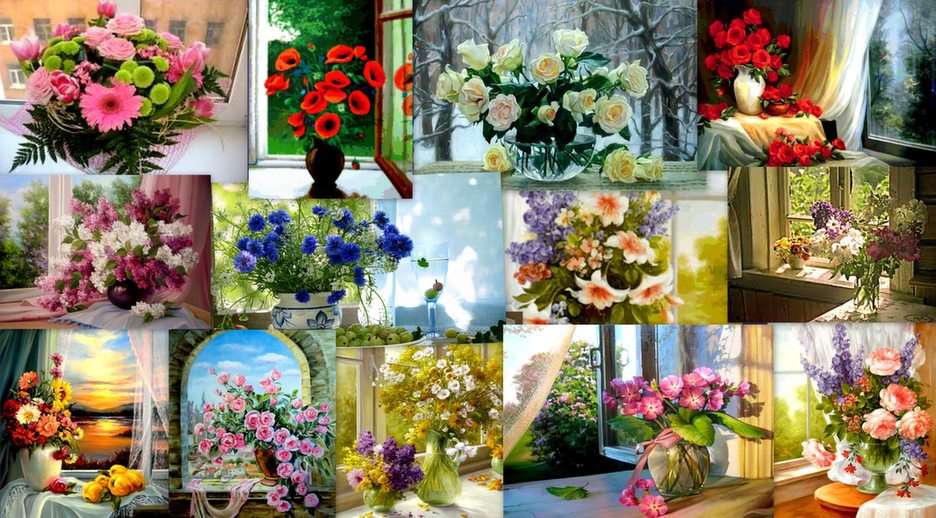 Flowers in the window puzzle online from photo
