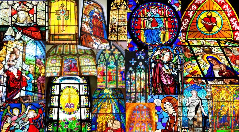 kerk gebrandschilderd glas puzzel online van foto