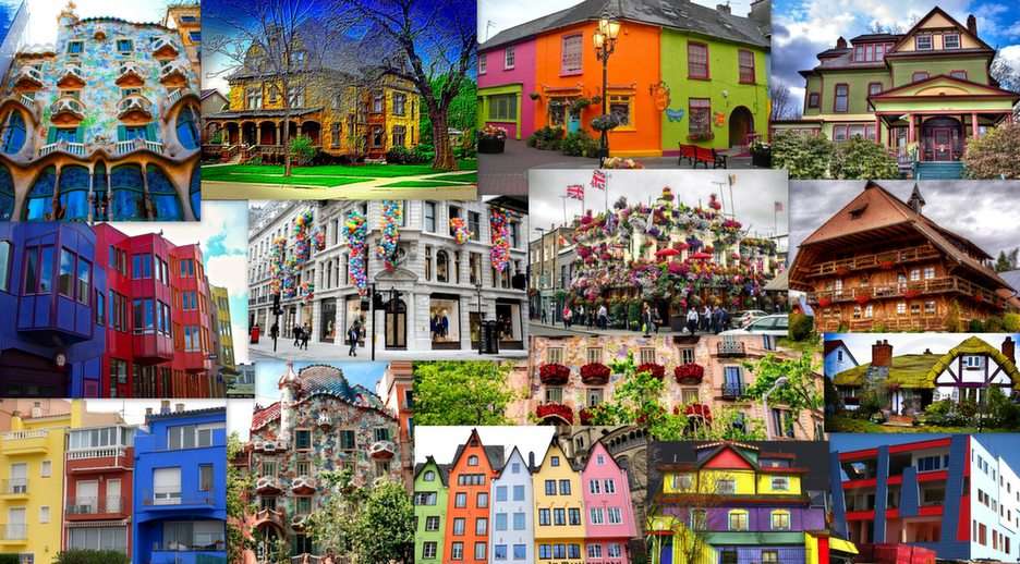 colorful houses puzzle online from photo