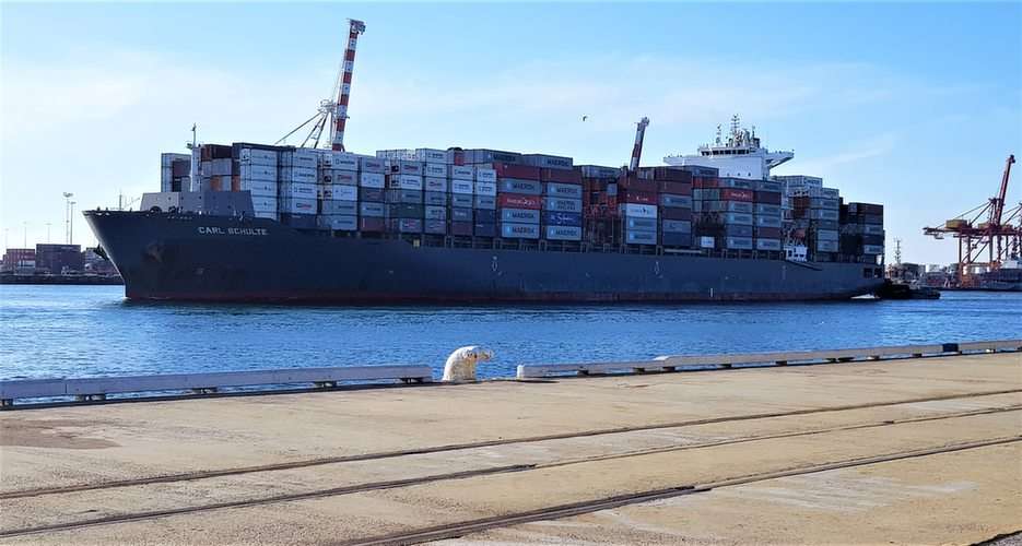 Kontejnerová loď, Fremantle, WA puzzle online z fotografie