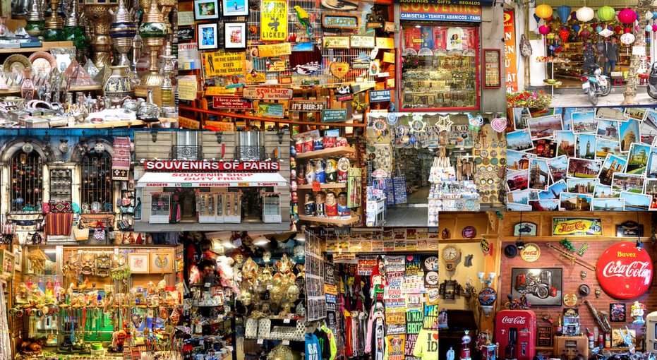 Shops with souvenirs puzzle online from photo