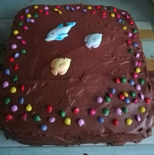 A cake for a little fish lover puzzle online from photo