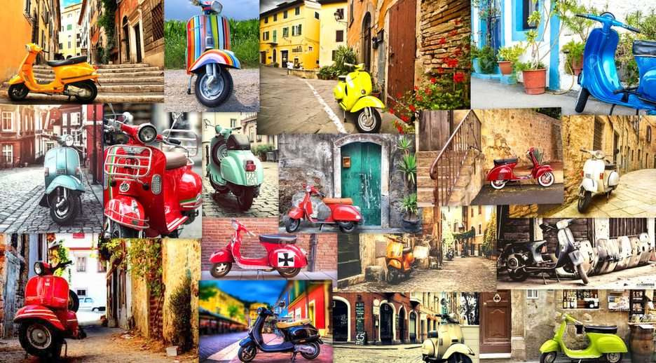 los omnipresentes scooters italianos puzzle online a partir de foto
