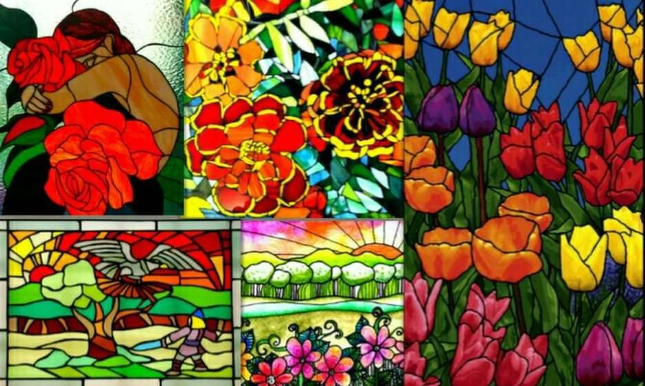 Stained glass windows puzzle from photo