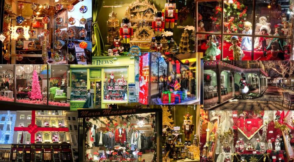Christmas shop windows puzzle online from photo