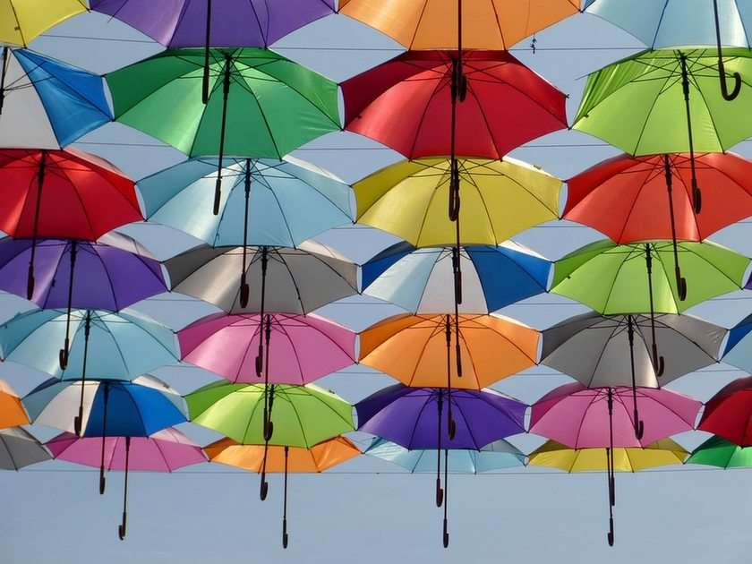 färgglada paraplyer pussel online från foto