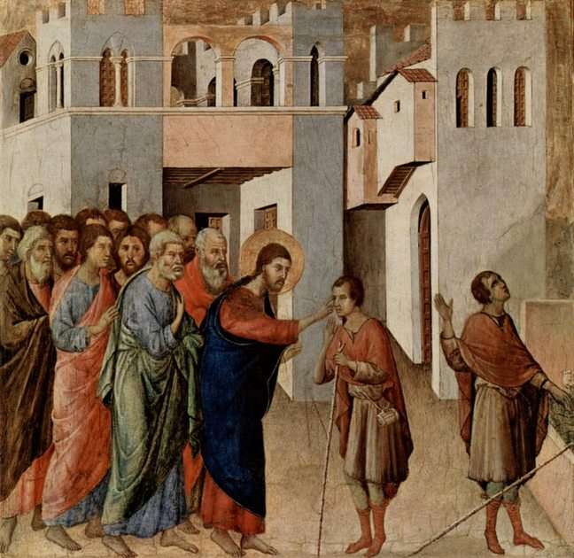 Исус лекува слепи мъже онлайн пъзел от снимка