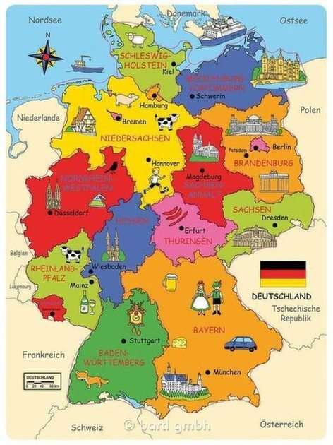 Deutschland - Karte онлайн пъзел