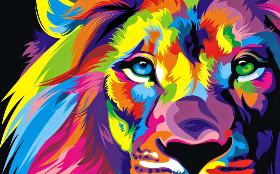 πολύχρωμο λιοντάρι online παζλ