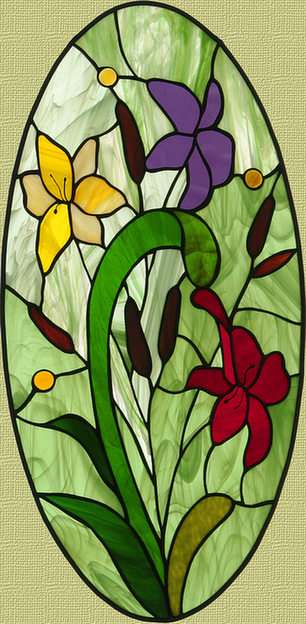 målat glas orkidé pussel online från foto