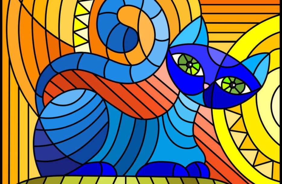 stained glass cat puzzle online from photo