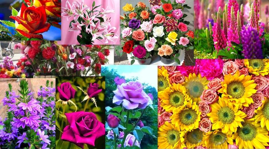 Blommigt collage pussel online från foto