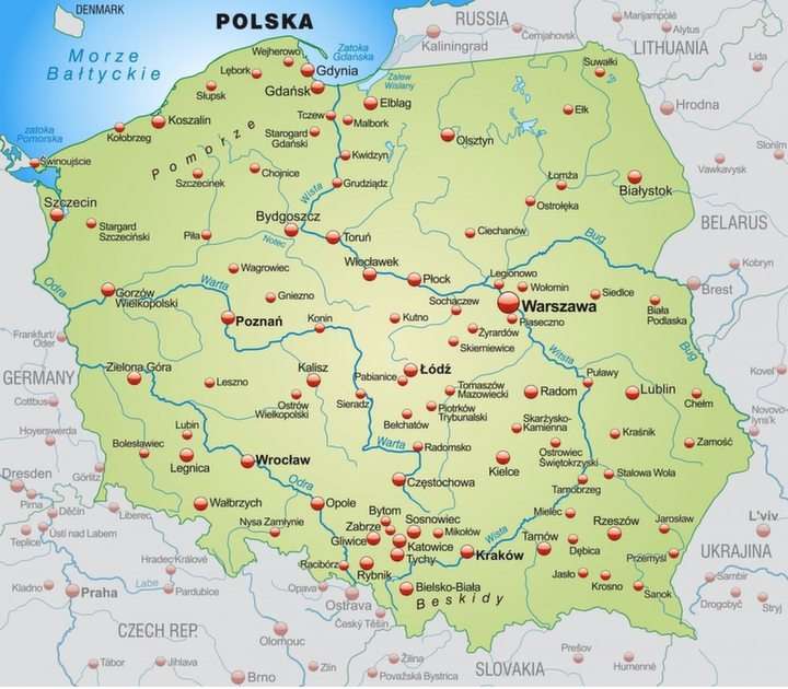 karta över Polen Pussel online