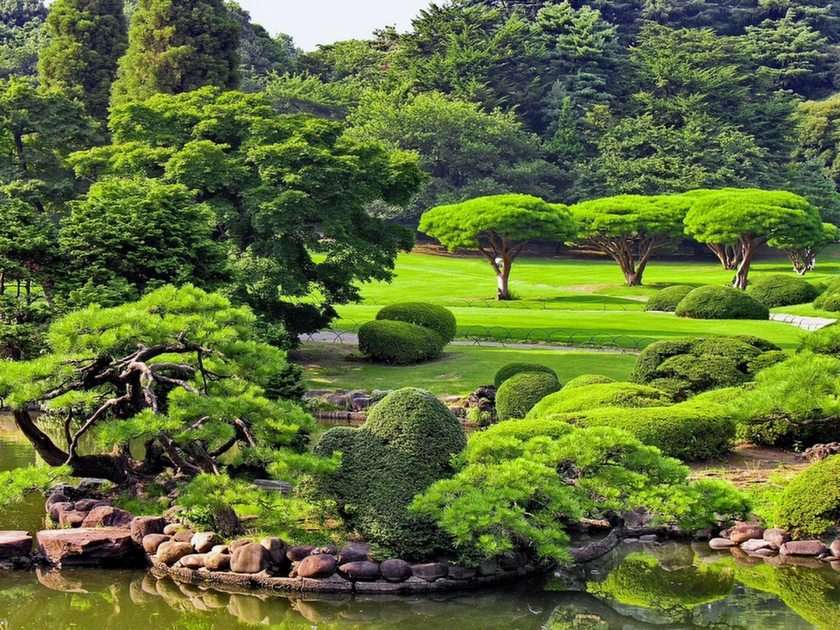 Groene Japanse tuin online puzzel