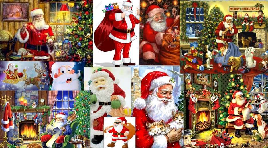merry santa clauses puzzle online from photo