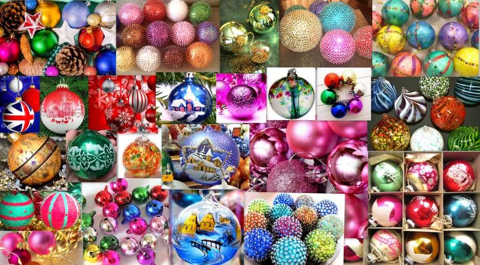 Christmas tree decorations puzzle online from photo