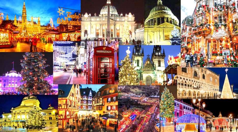 πόλεις της Ευρώπης με ένα εορταστικό ένδυμα παζλ online από φωτογραφία