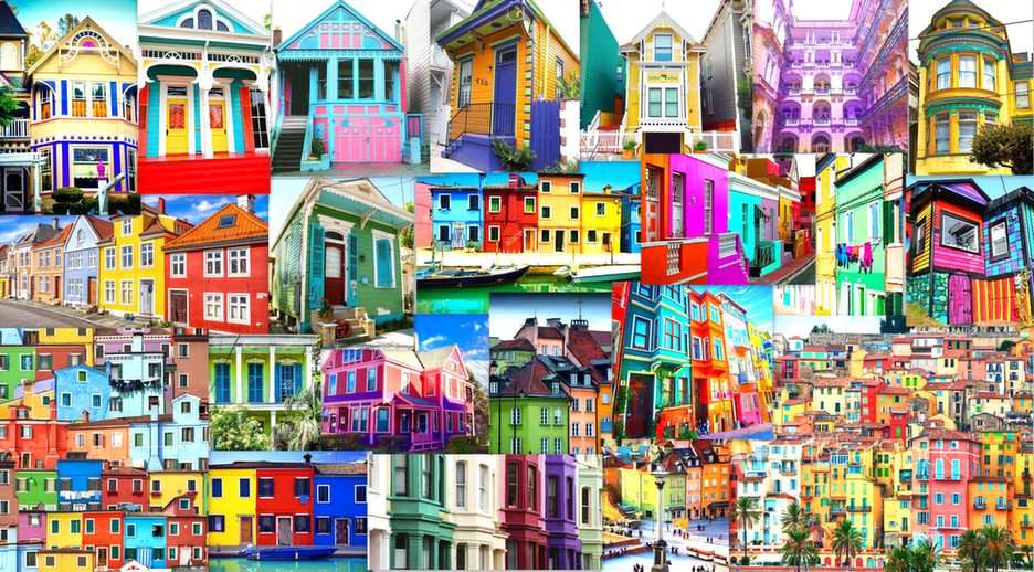 colorful houses puzzle online from photo