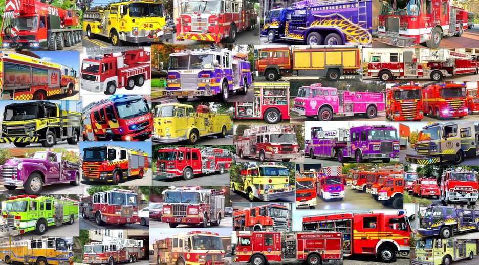 camions de pompiers puzzle en ligne à partir d'une photo