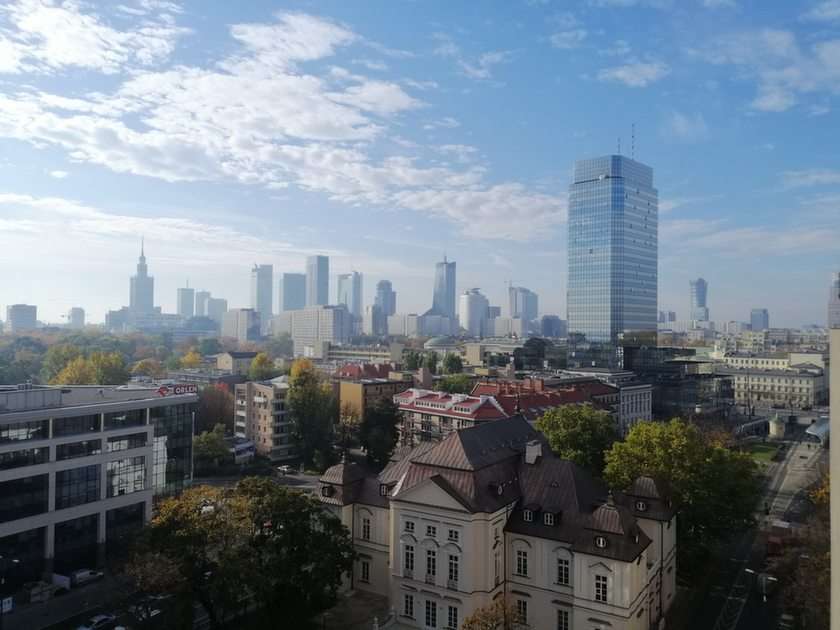 Panorama över Warszawa pussel från foto