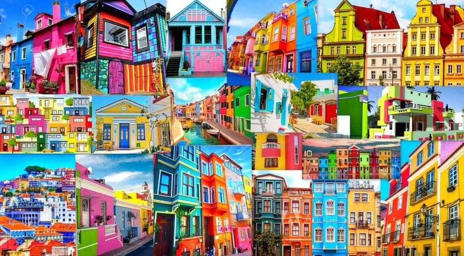 színes házak puzzle online fotóról