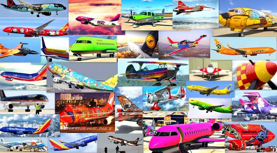 avioane colorate puzzle online din fotografie
