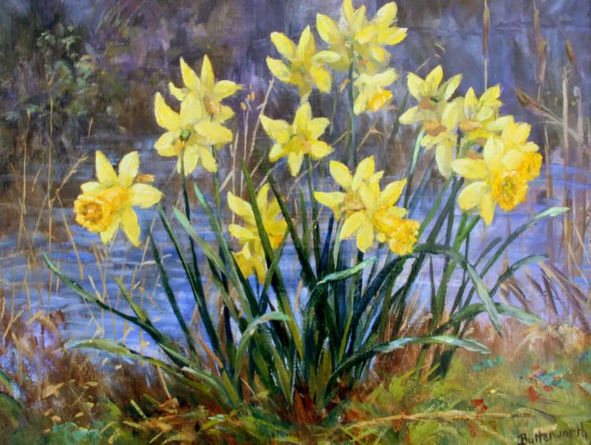 Daffodils by the pond online puzzle