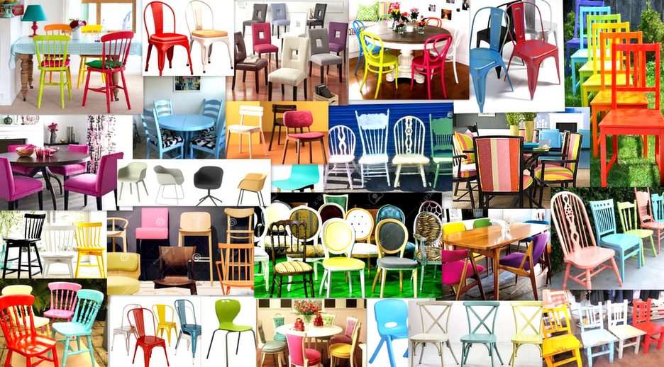 scaune colorate puzzle online din fotografie