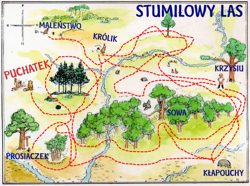 Stumilowy Las térképe online puzzle