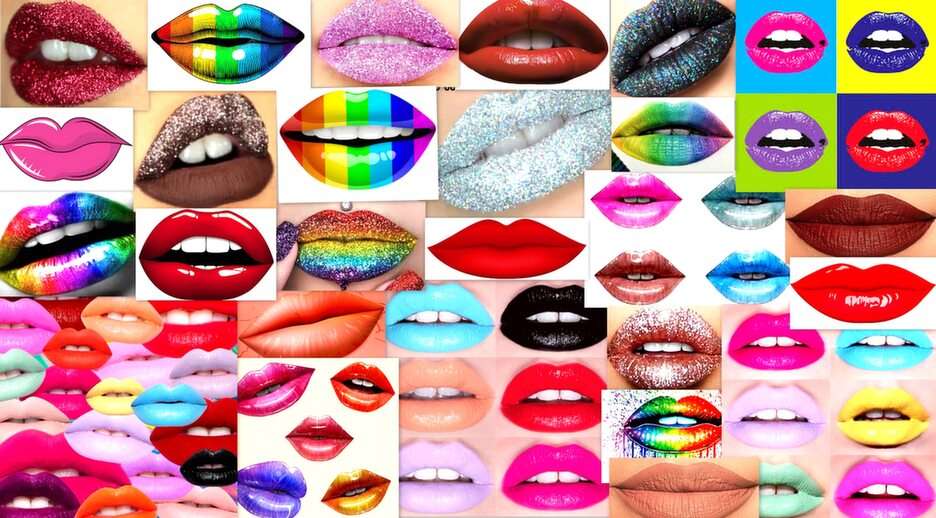 χρωματιστά χείλη παζλ online από φωτογραφία