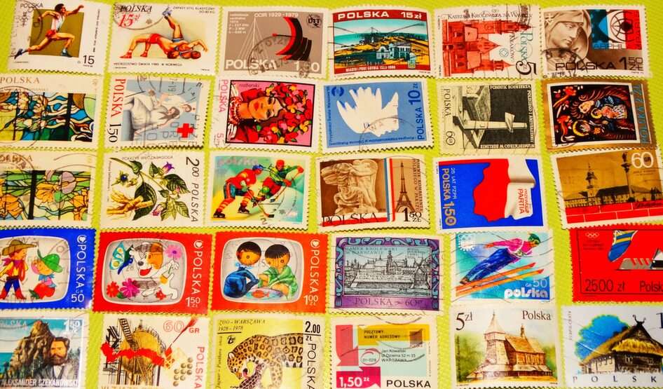 Polnisch ... alte Briefmarken ... Online-Puzzle
