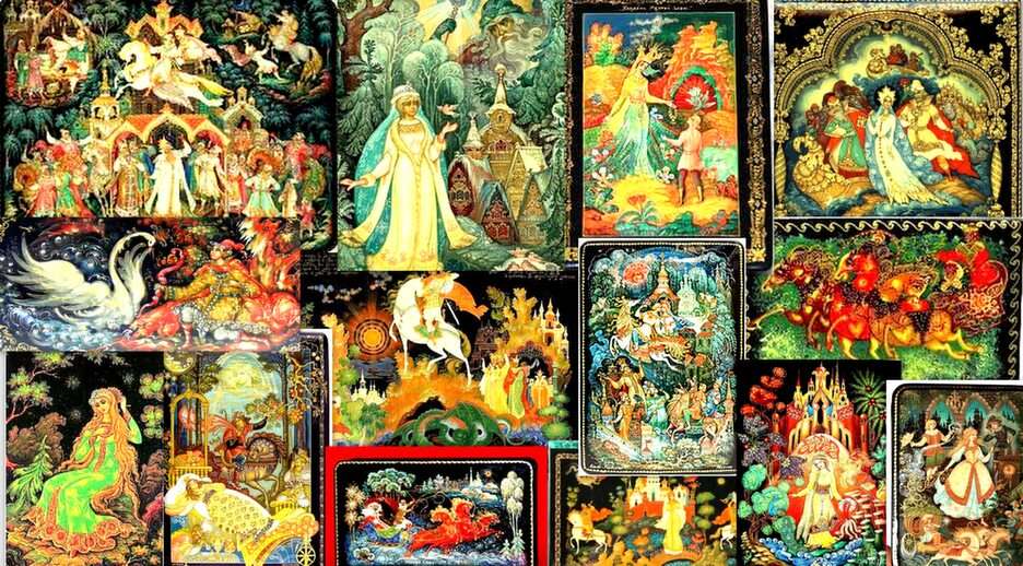 Russian painting on lacquer board puzzle online from photo