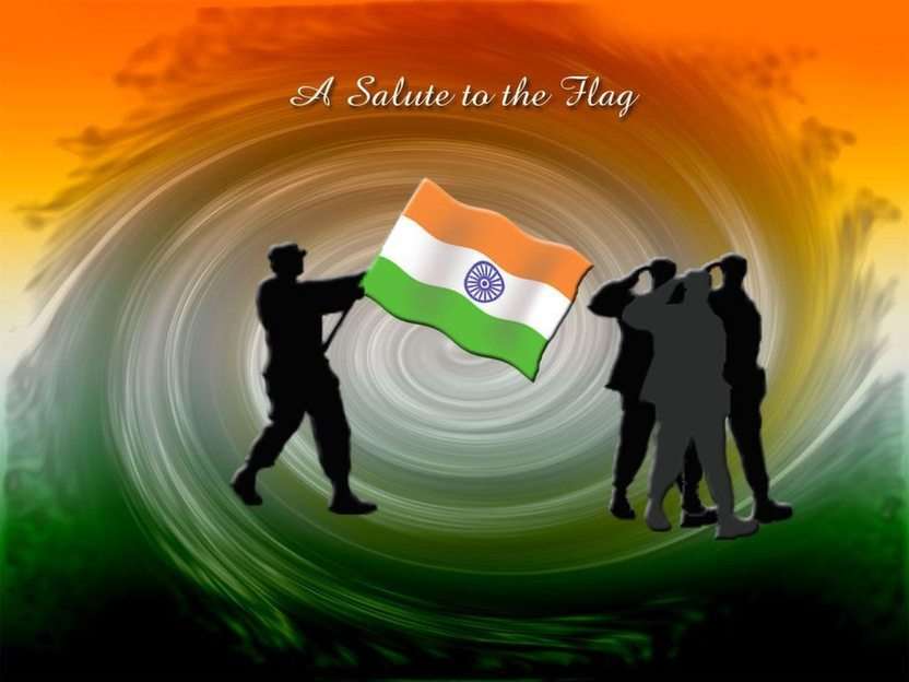 インドの旗への敬礼。 オンラインパズル