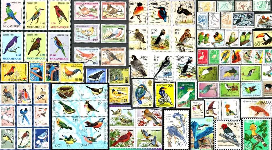 francobolli di uccelli puzzle online da foto