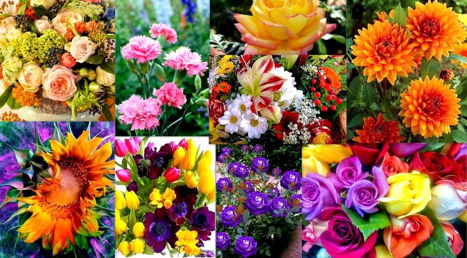 花のコラージュ 写真からオンラインパズル
