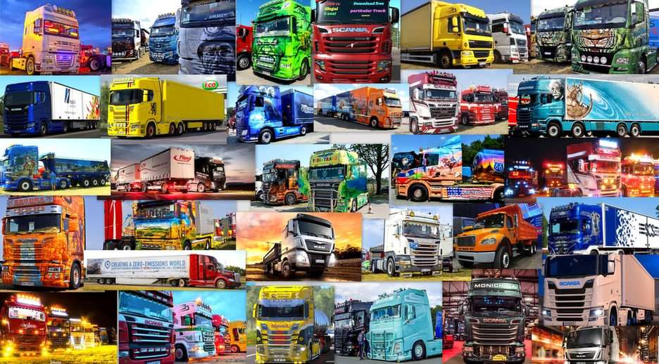 colorful trucks puzzle online from photo