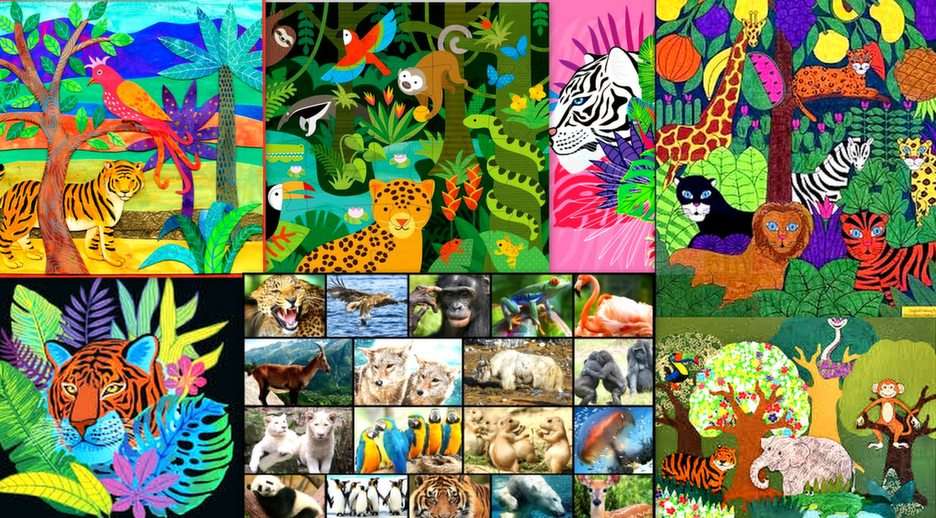 collage con animales rompecabezas en línea
