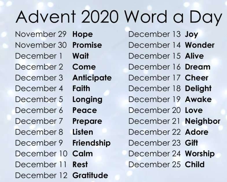 Λέξεις ημερολογίου Advent online παζλ