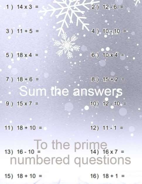 クリスマス数学ワークシート 写真からオンラインパズル