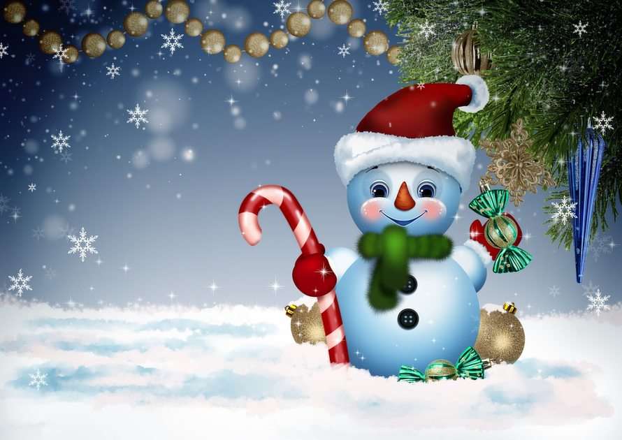 Hiver - Bonhomme de neige puzzle en ligne à partir d'une photo