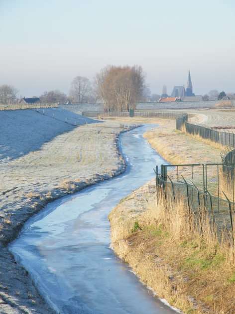 Winterlandschap Andijk - Северна Холандия онлайн пъзел